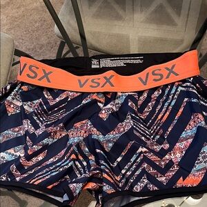 VSX Women's Athletic Shorts - Navy and Coral Pattern